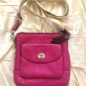 Coach Pink Crossbody Purse with Silver Detailing